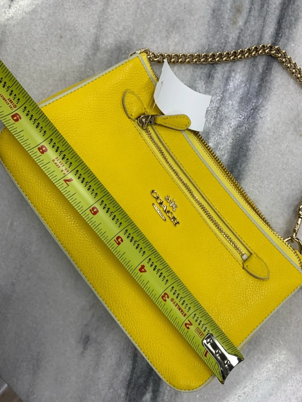 Coach Yellow Leather Shoulder Bag with Gold Chain